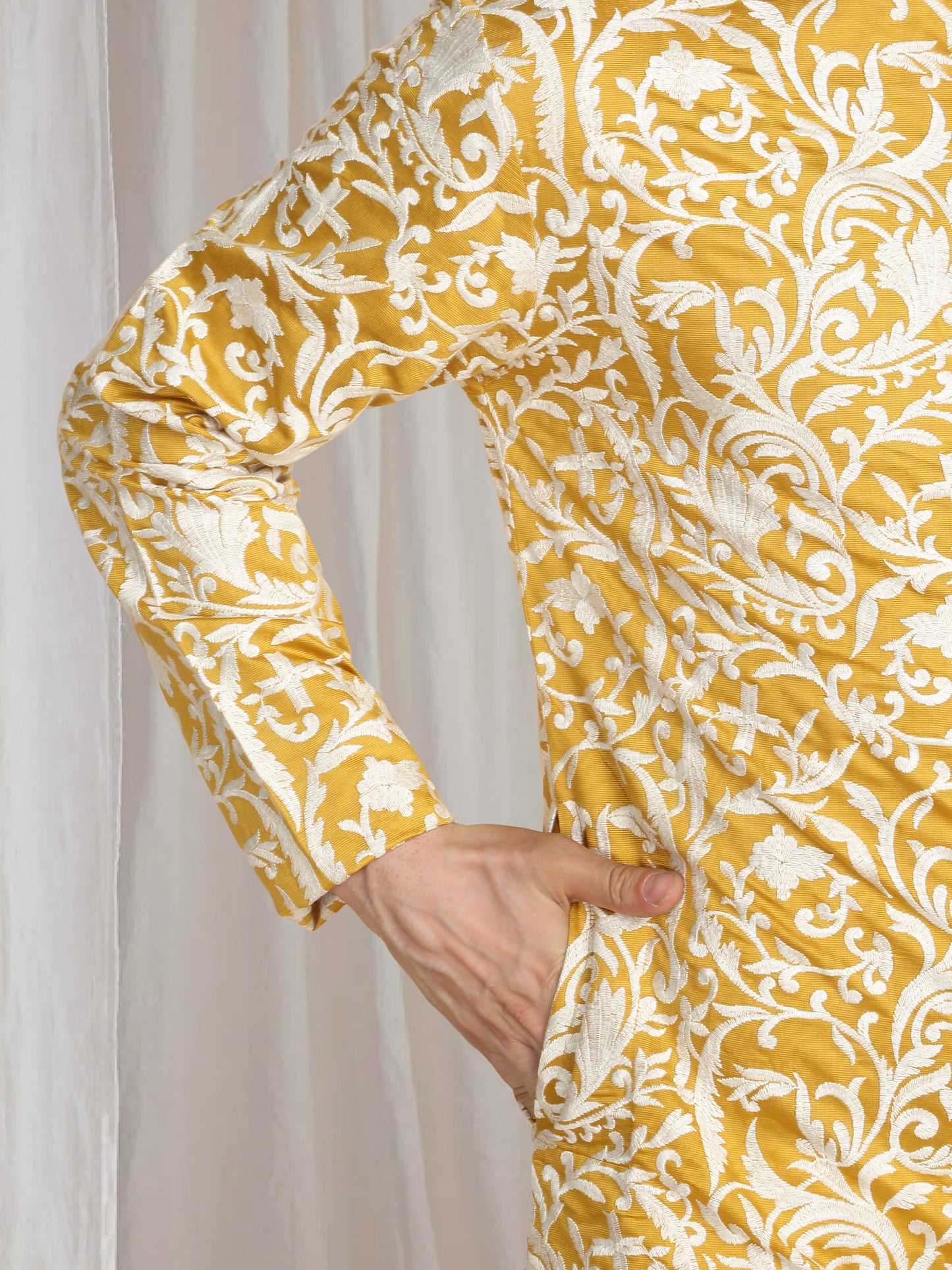 Aham Flora Thread Embroidered Kurta Set - Festive Yellow