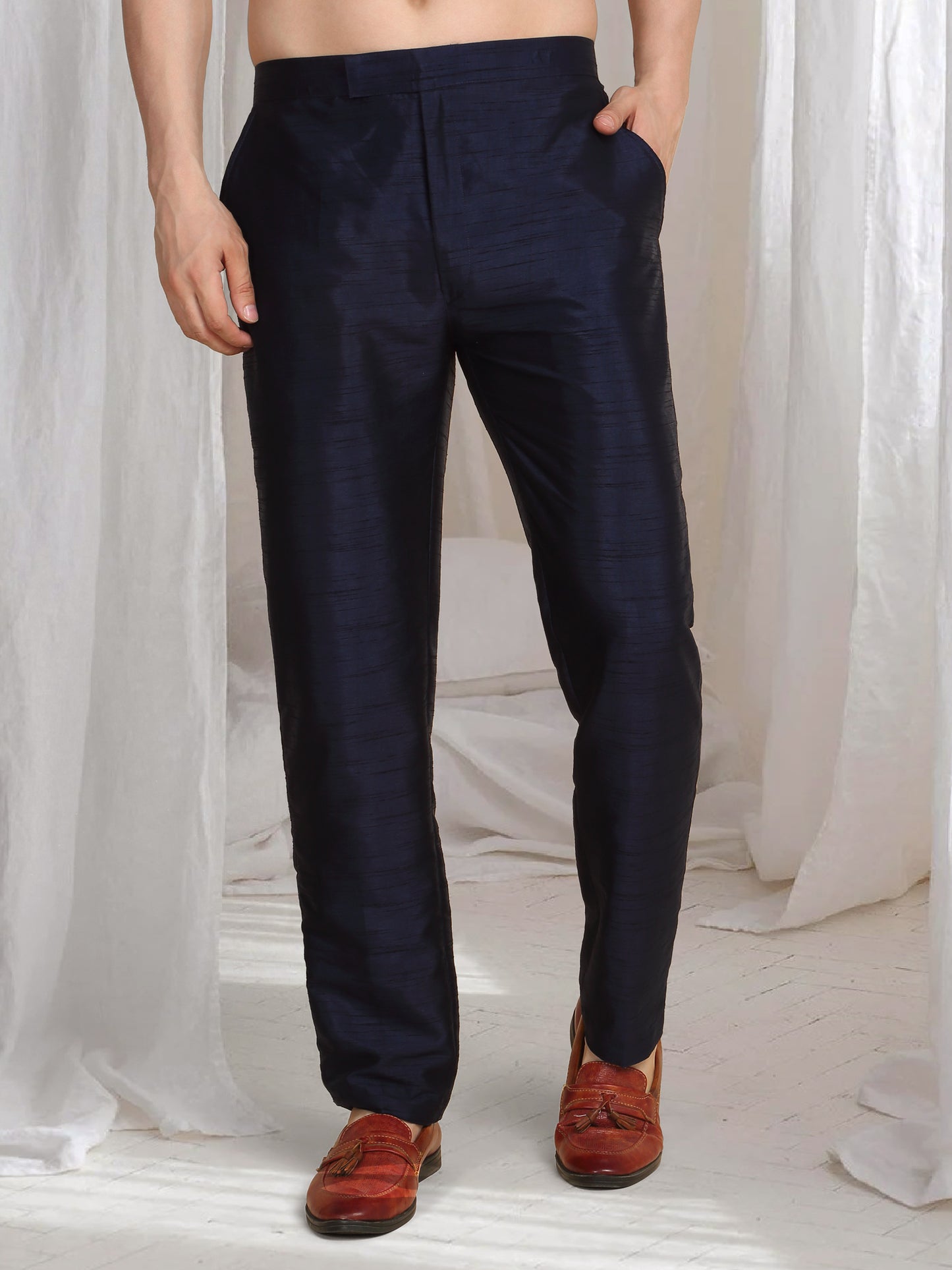 Pushp Floral Embroidered Jacket Kurta Pant Set - Navy Blue