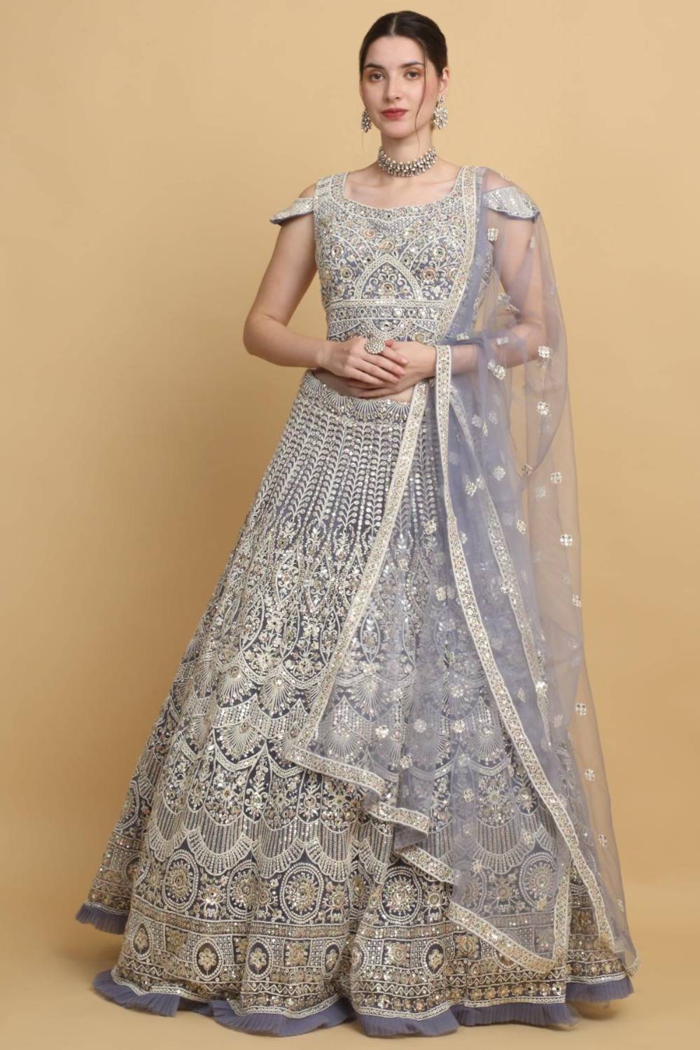 Mayur-upwan Embroidered Floral Bridal Lehenga Set