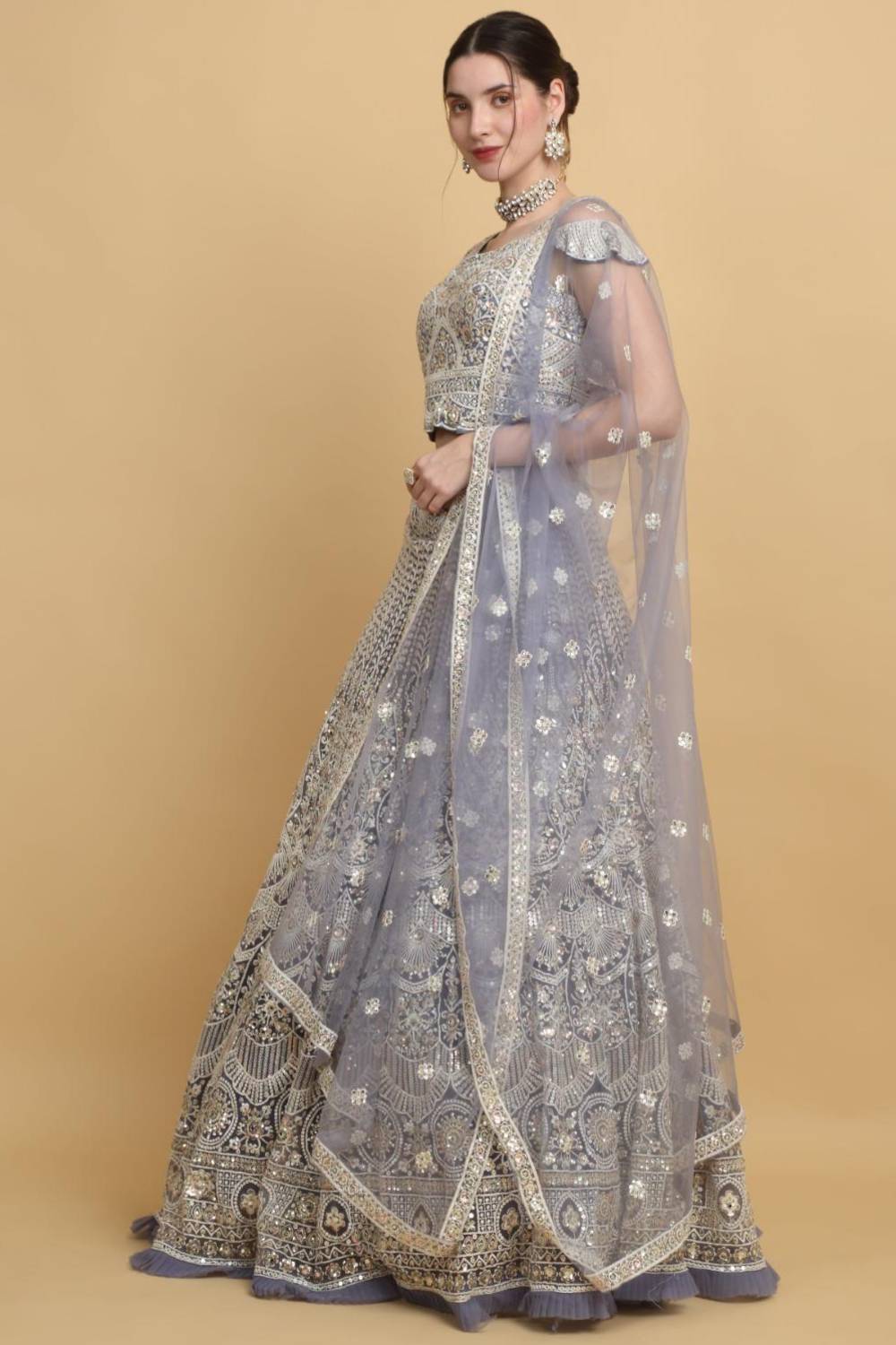 Mayur-upwan Embroidered Floral Bridal Lehenga Set