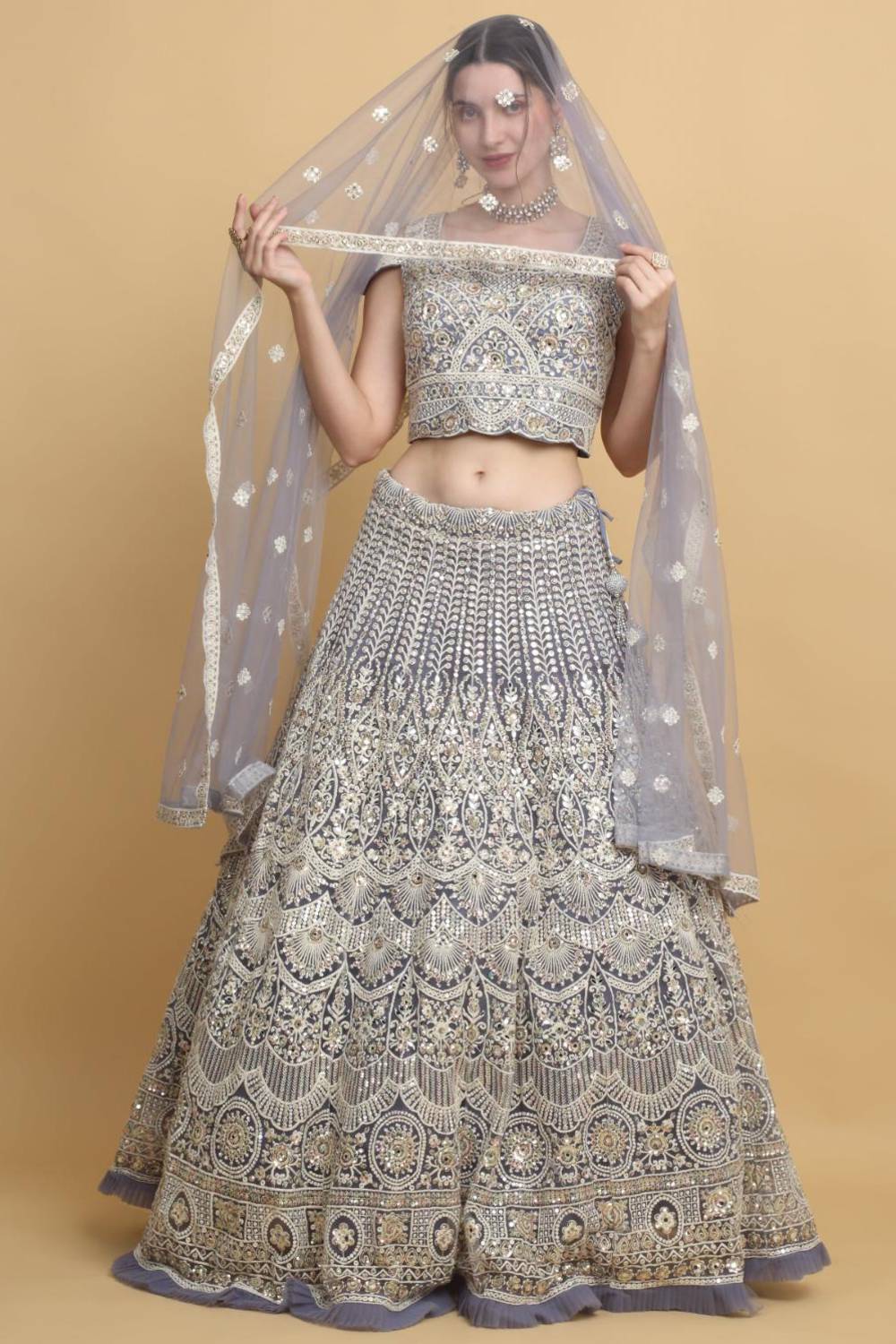 Mayur-upwan Embroidered Floral Bridal Lehenga Set