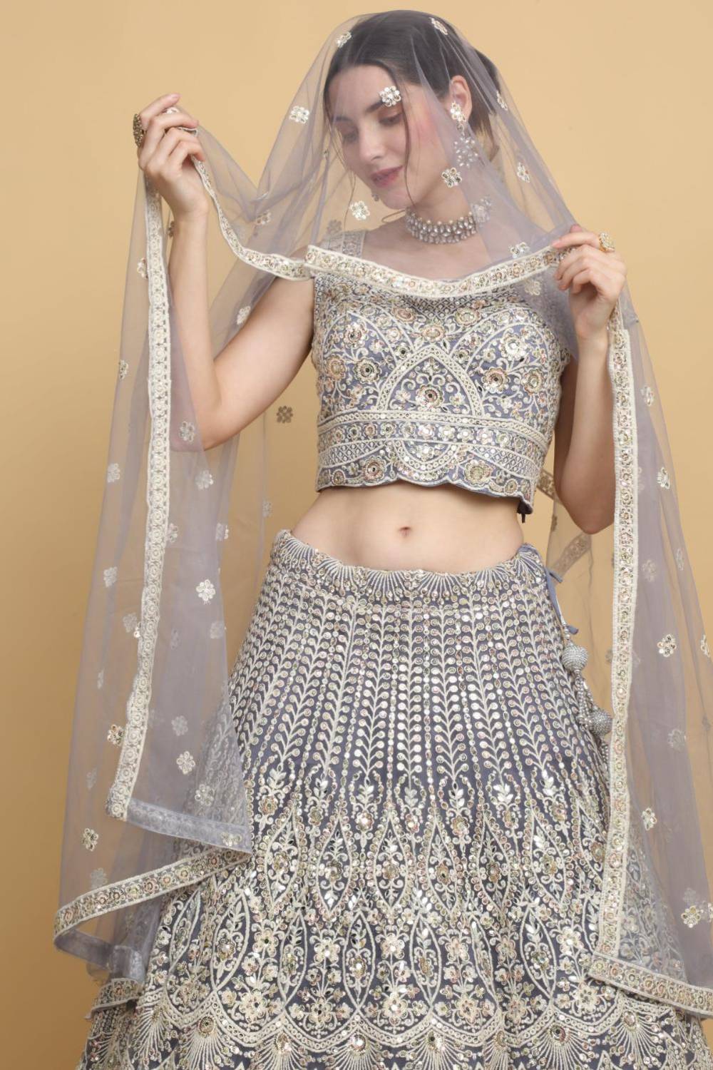 Mayur-upwan Embroidered Floral Bridal Lehenga Set