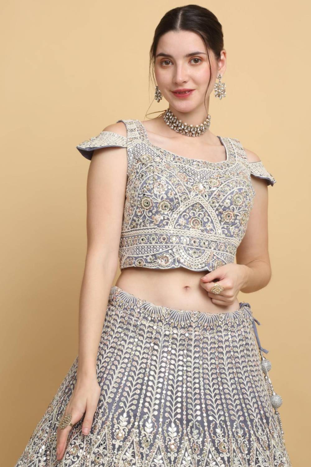 Mayur-upwan Embroidered Floral Bridal Lehenga Set