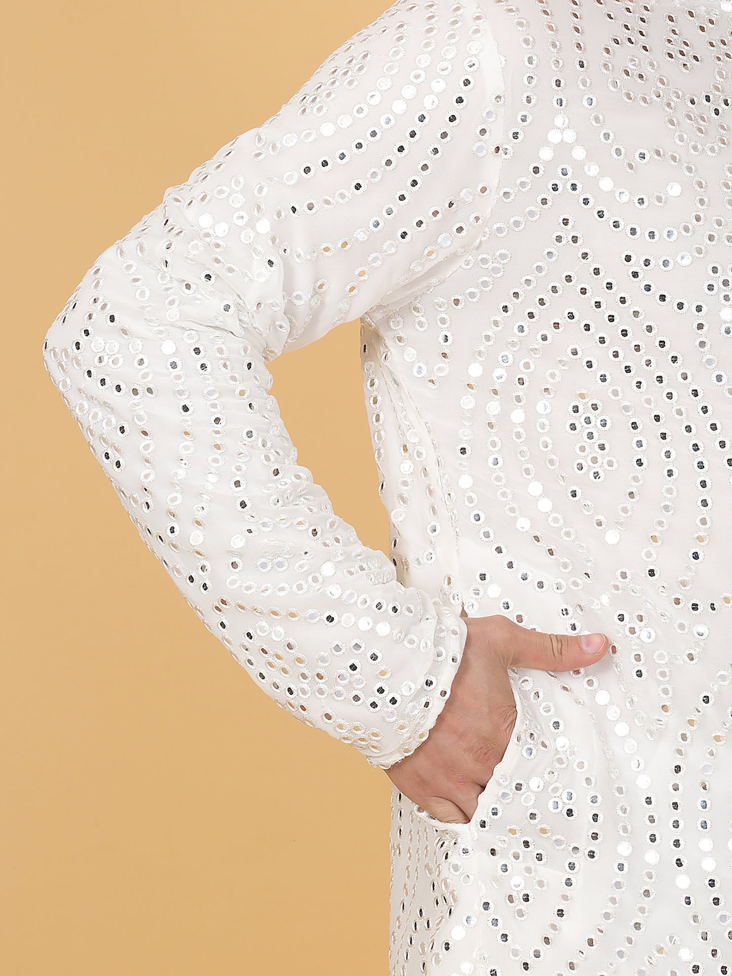 Jahaan Mirror Embroidery Work Kurta Set - White