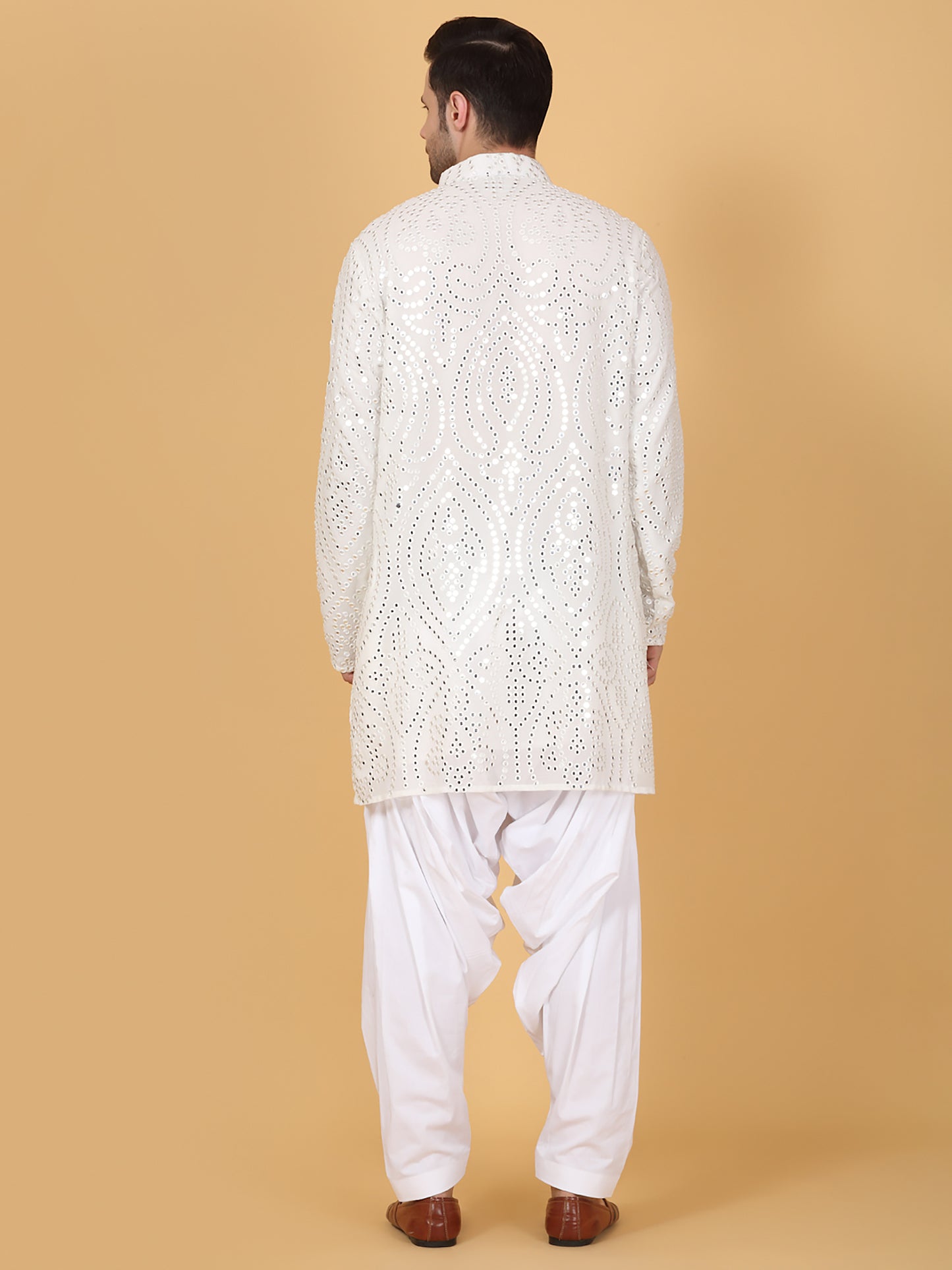 Jahaan Mirror Embroidery Work Kurta Set - White