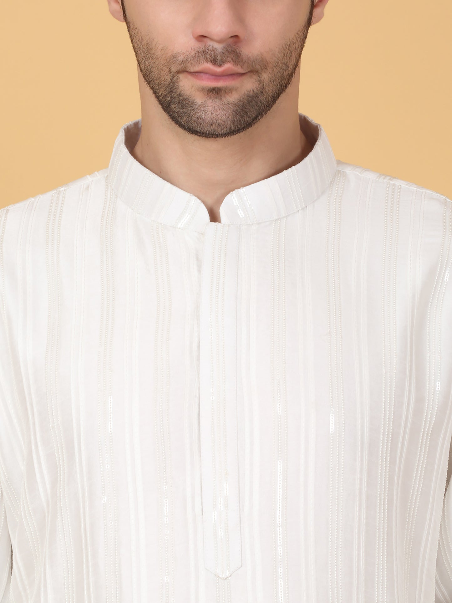 Beads & Sequins Stripe Embroidered Kurta Set