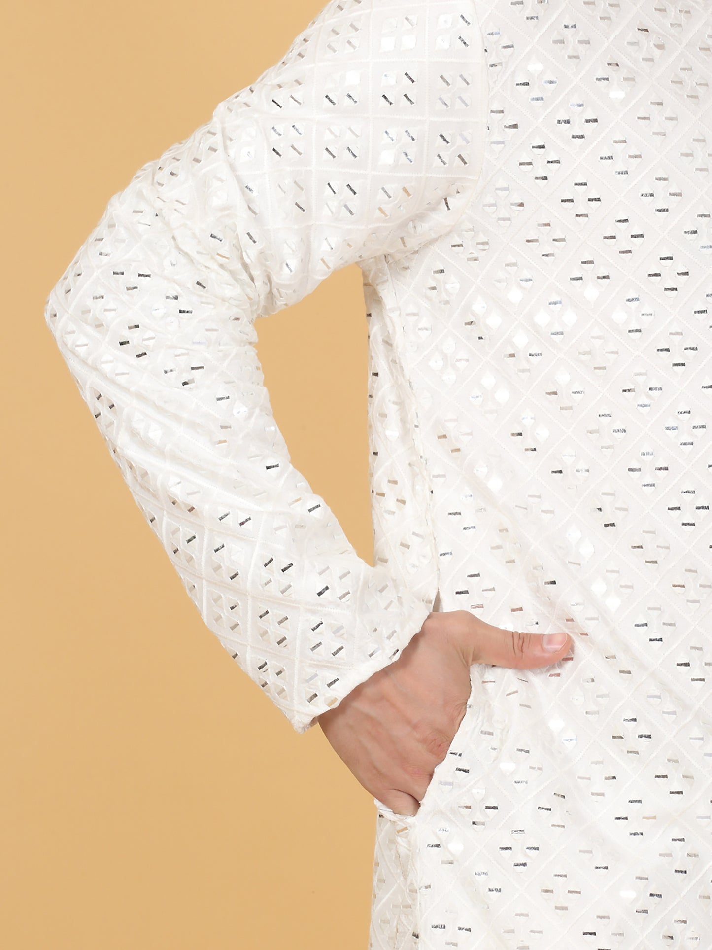 Mirror Embroidered Barfi Work Kurta Set