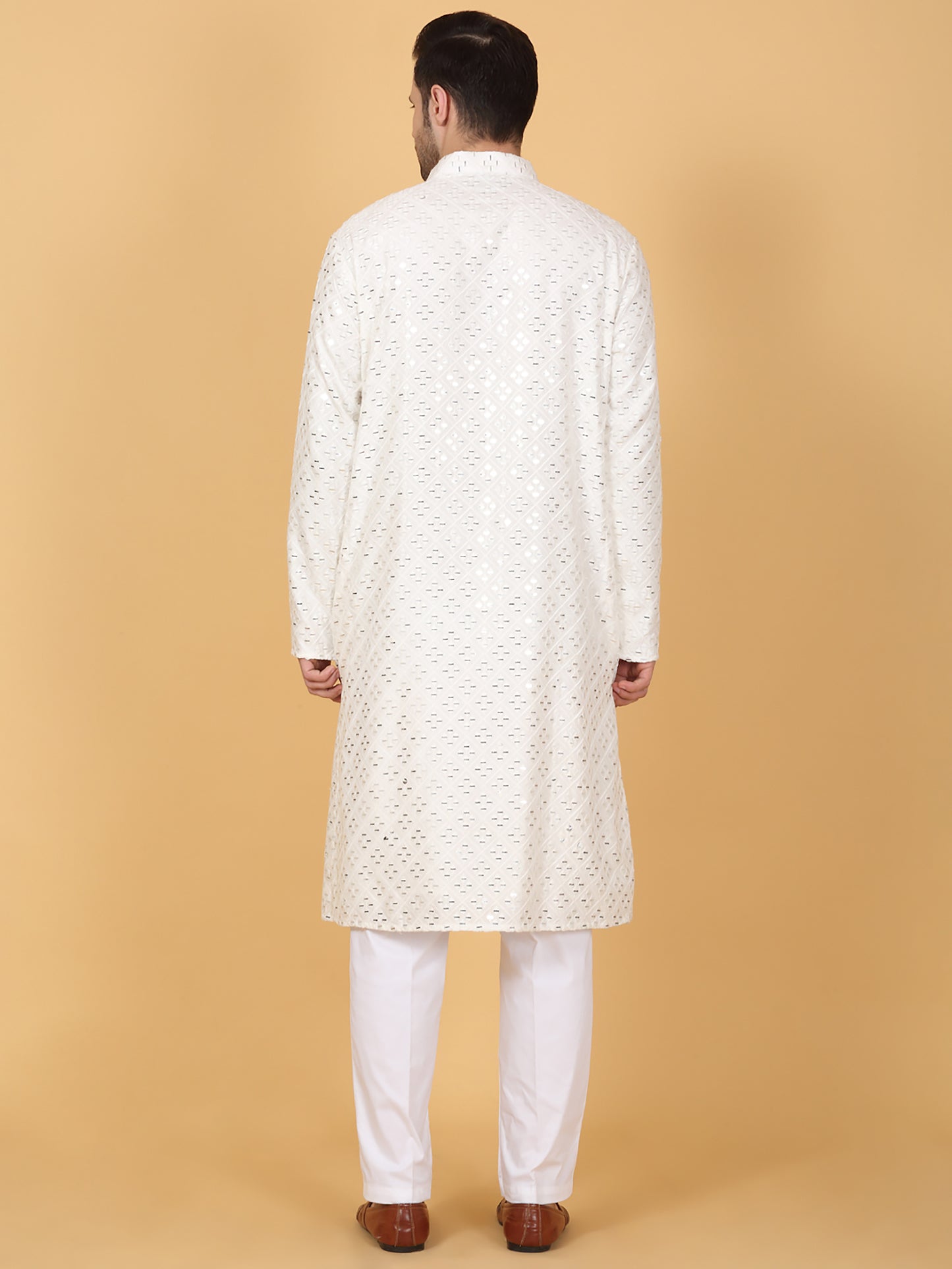 Mirror Embroidered Barfi Work Kurta Set