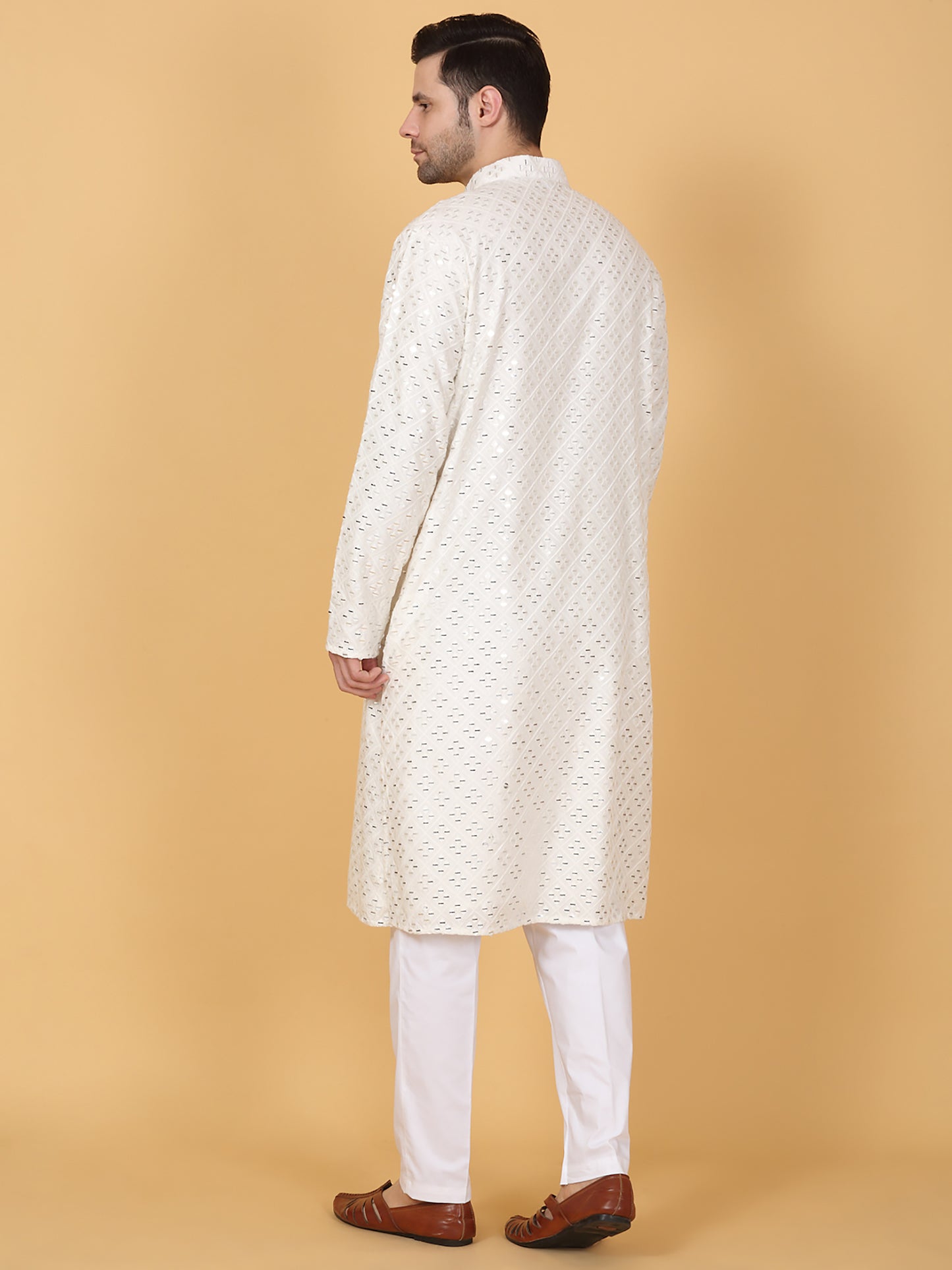 Mirror Embroidered Barfi Work Kurta Set