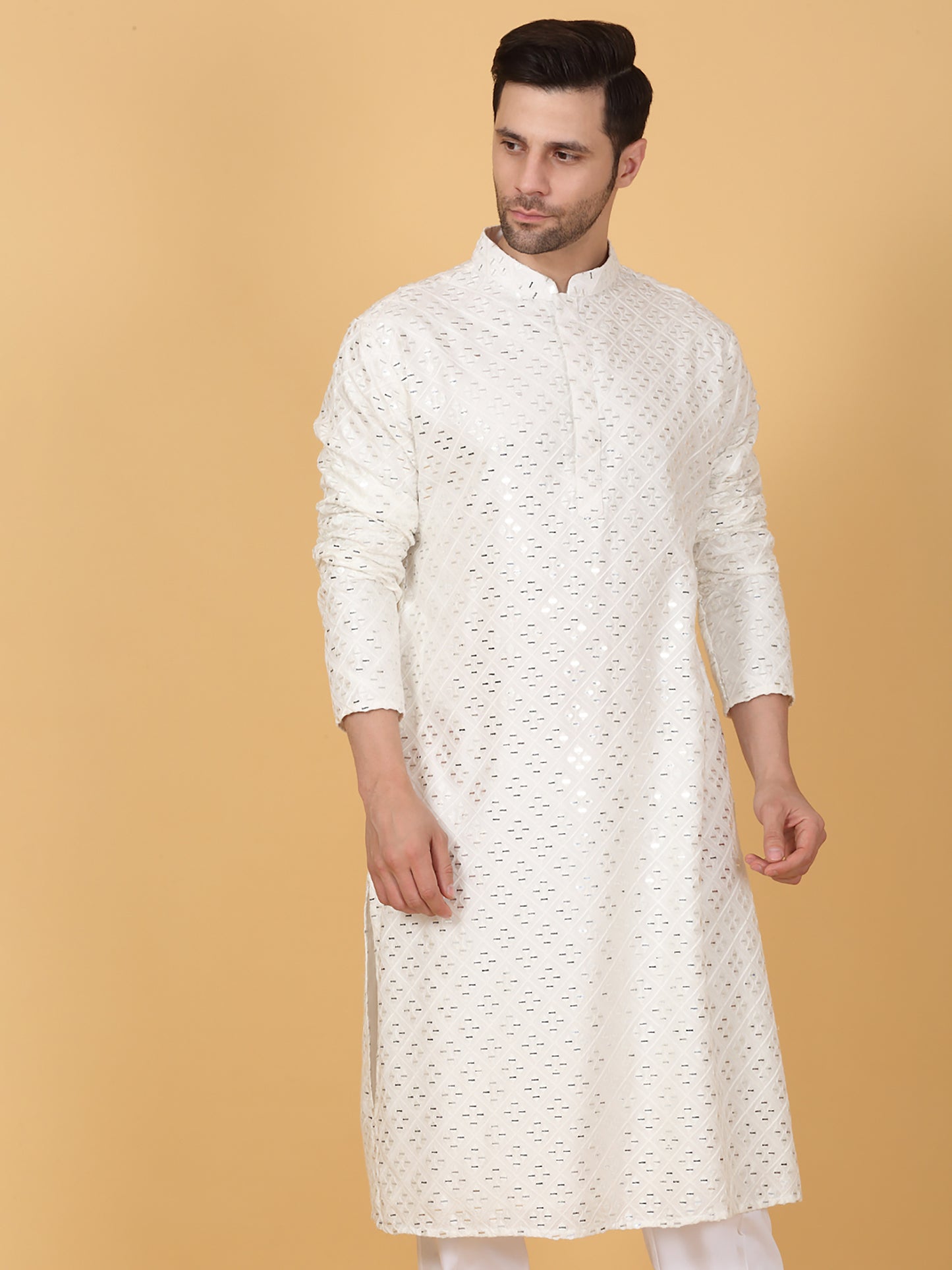 Mirror Embroidered Barfi Work Kurta Set
