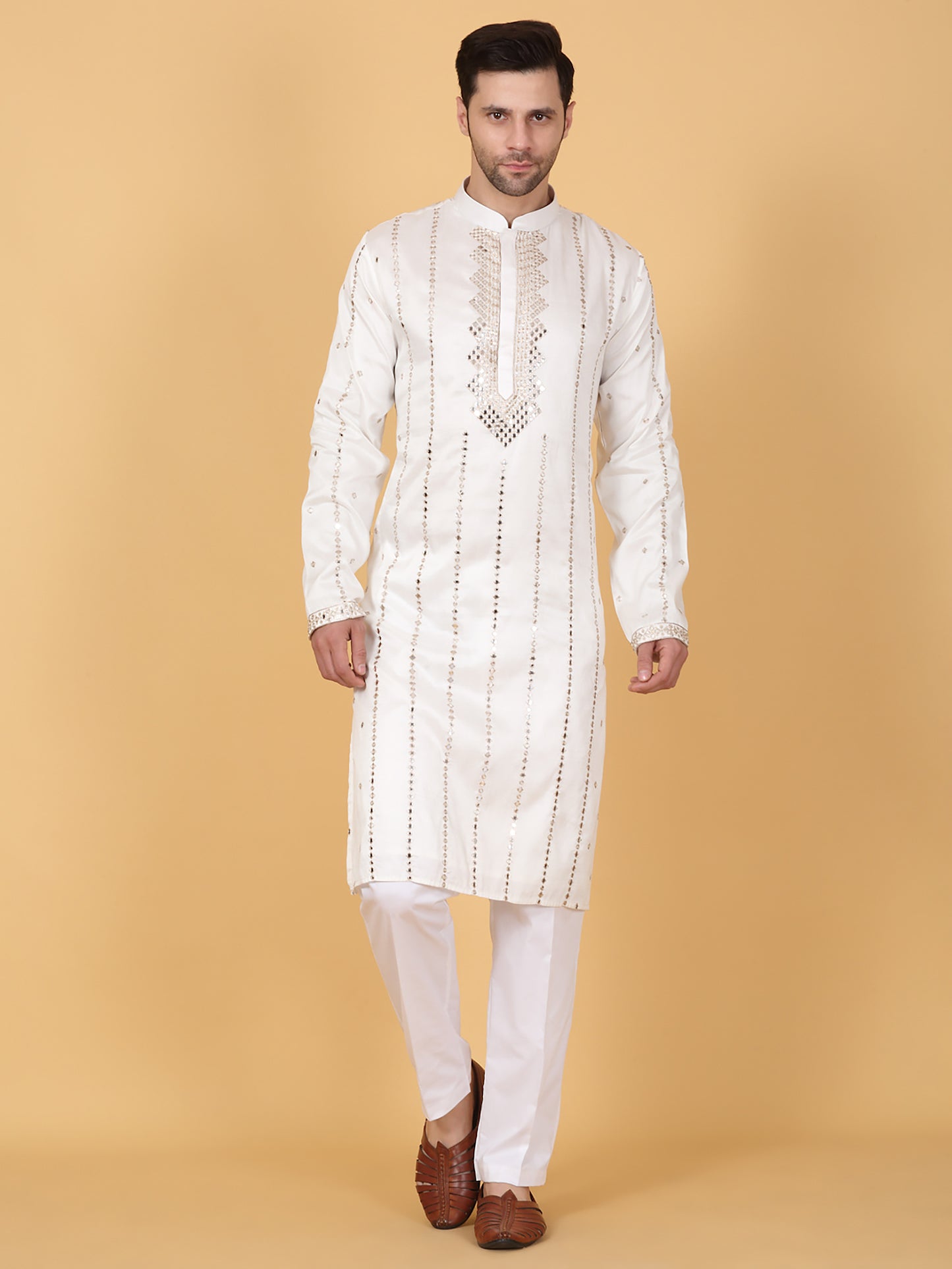 Zari Mirror Embroidered Kurta Set