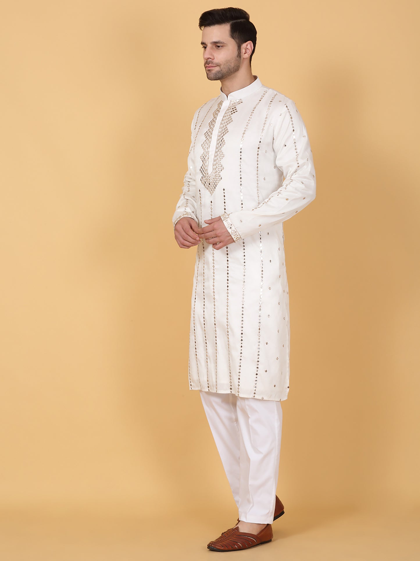 Zari Mirror Embroidered Kurta Set