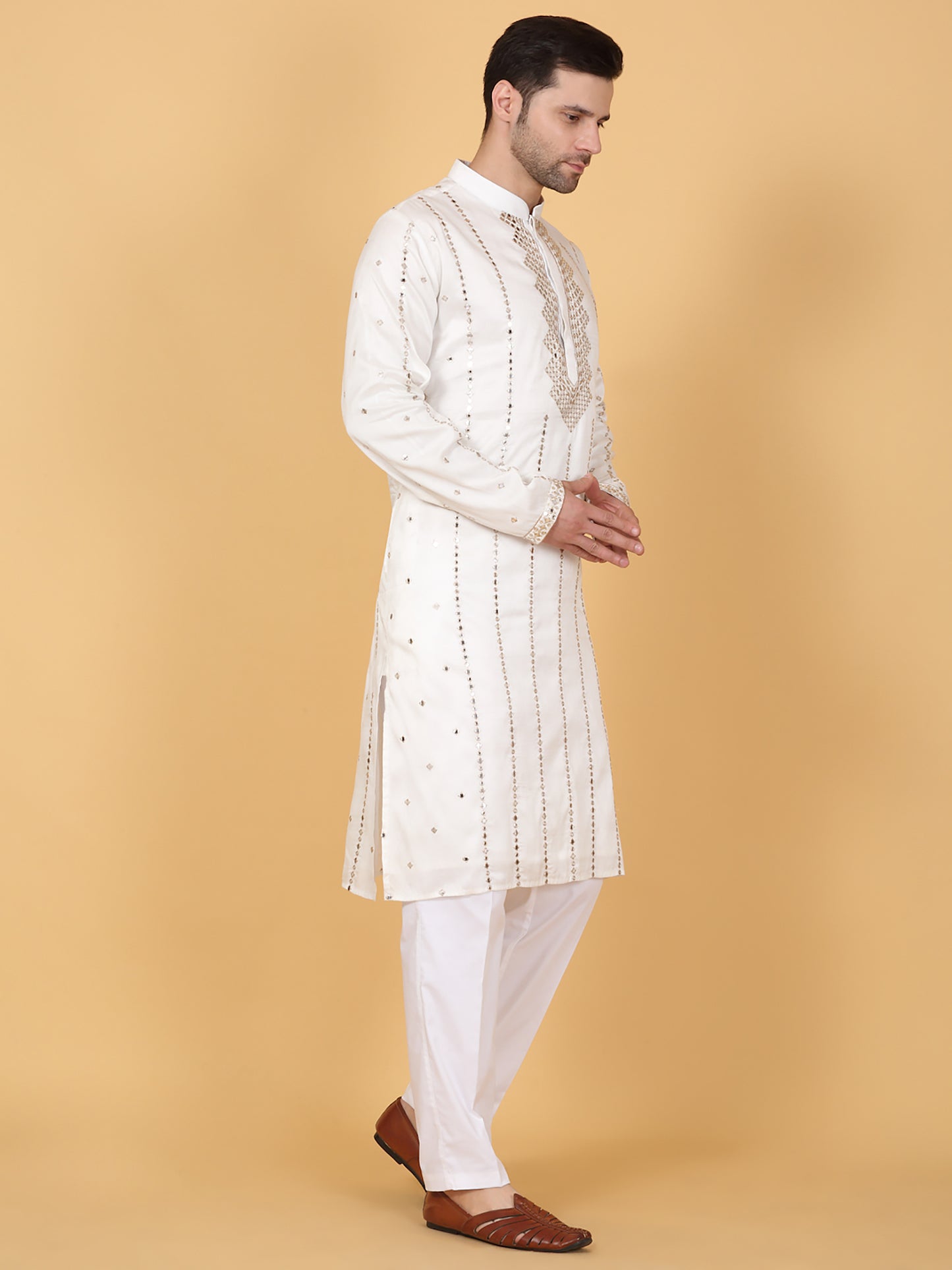 Zari Mirror Embroidered Kurta Set