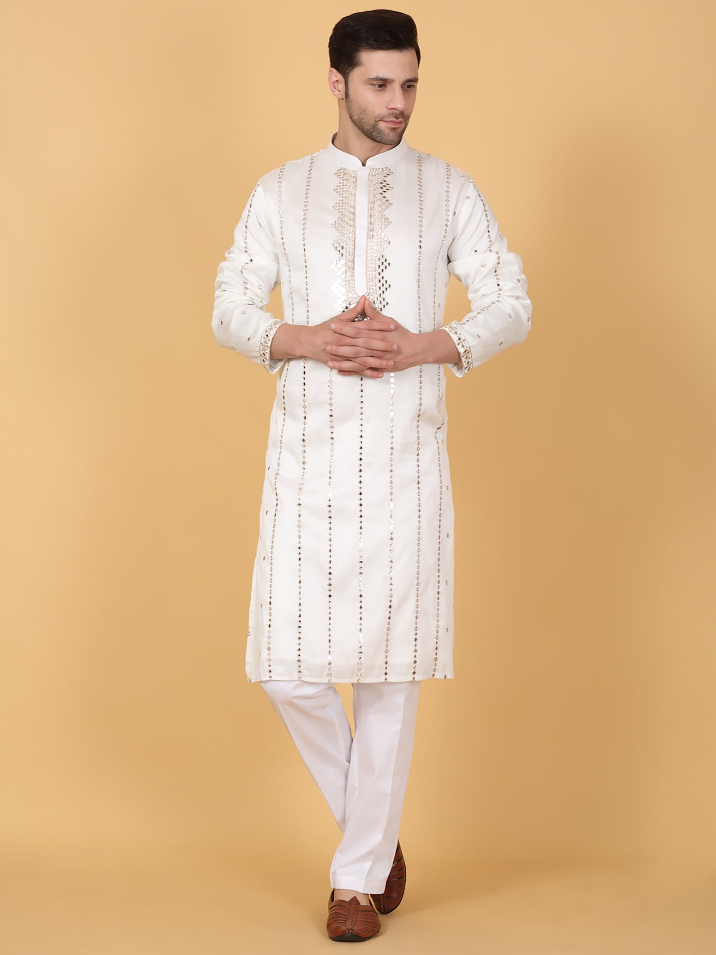 Zari Mirror Embroidered Kurta Set