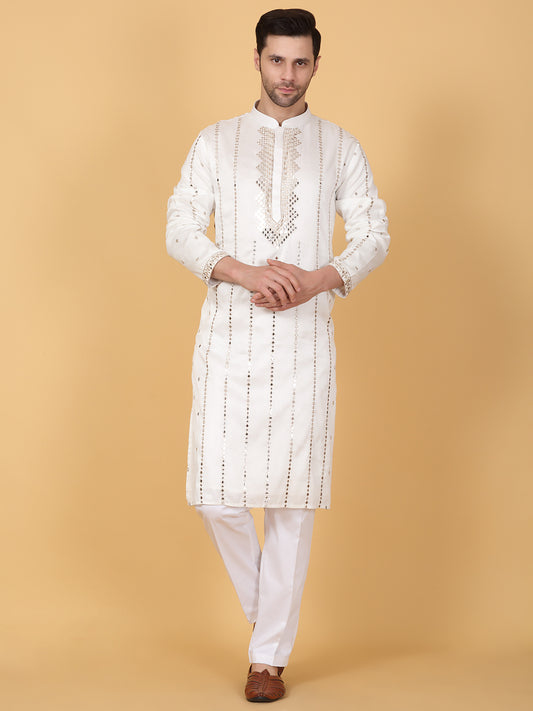 Zari Mirror Embroidered Kurta Set