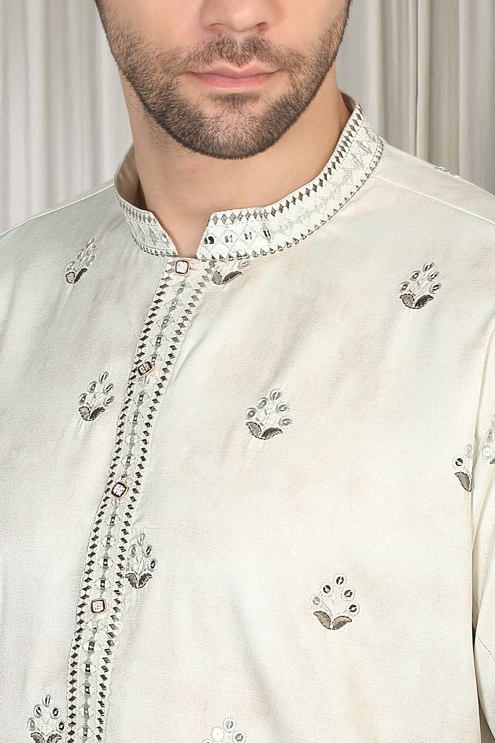 Bahaar Printed Embroidered Kurta With Back Elastic Pants