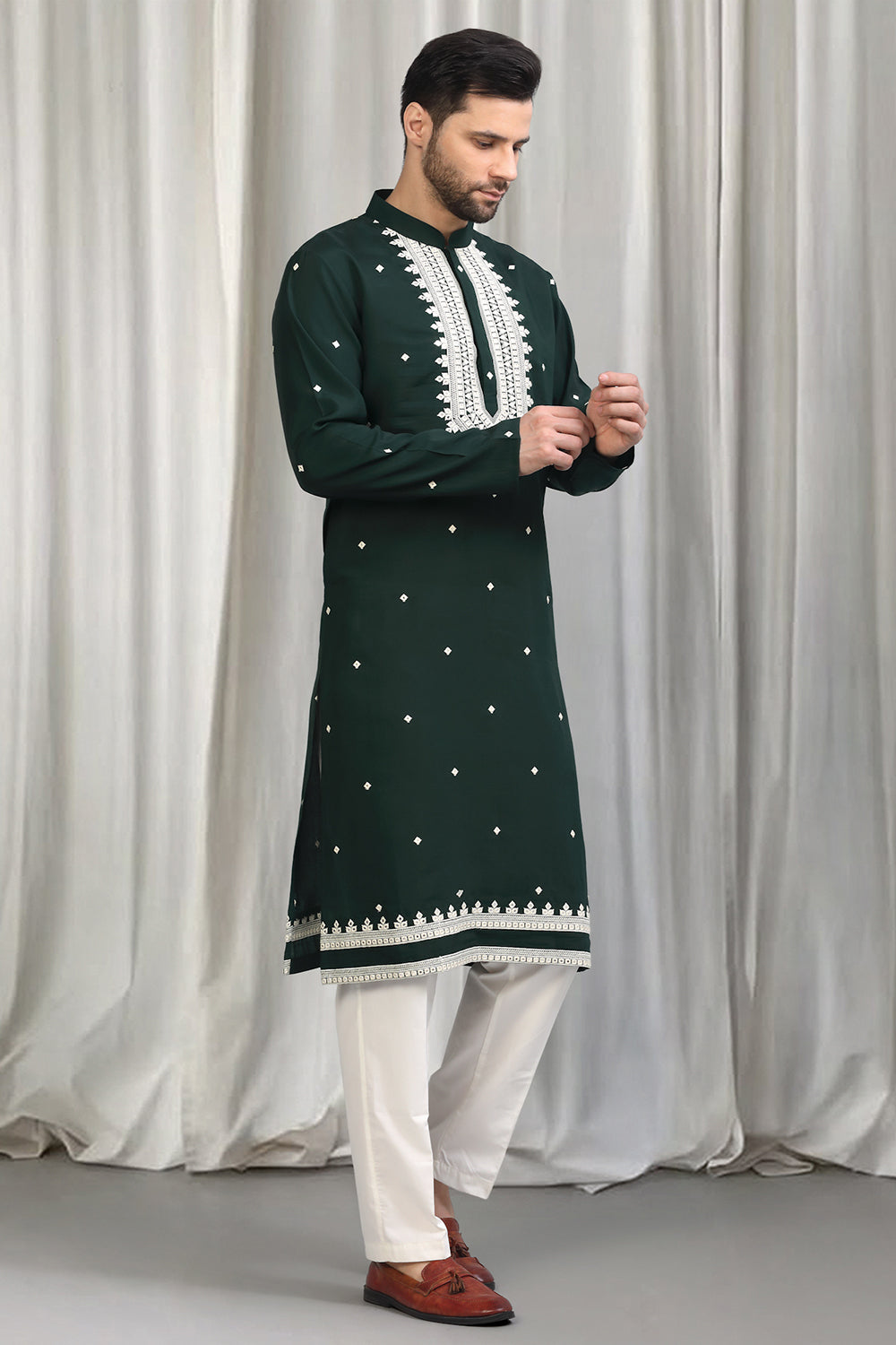 Classic  Embroidered Kurta With Back Elastic Pants