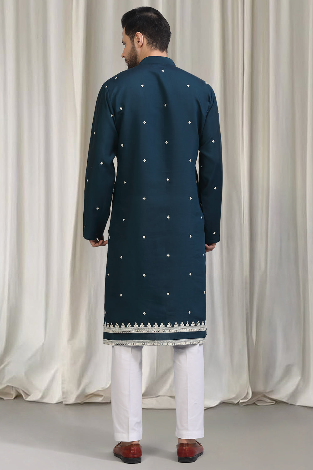 Classic  Embroidered Kurta With Back Elastic Pants