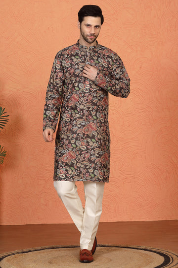Classic   Floral Tapestry Inspired  Kurta with Back Elastic Pants