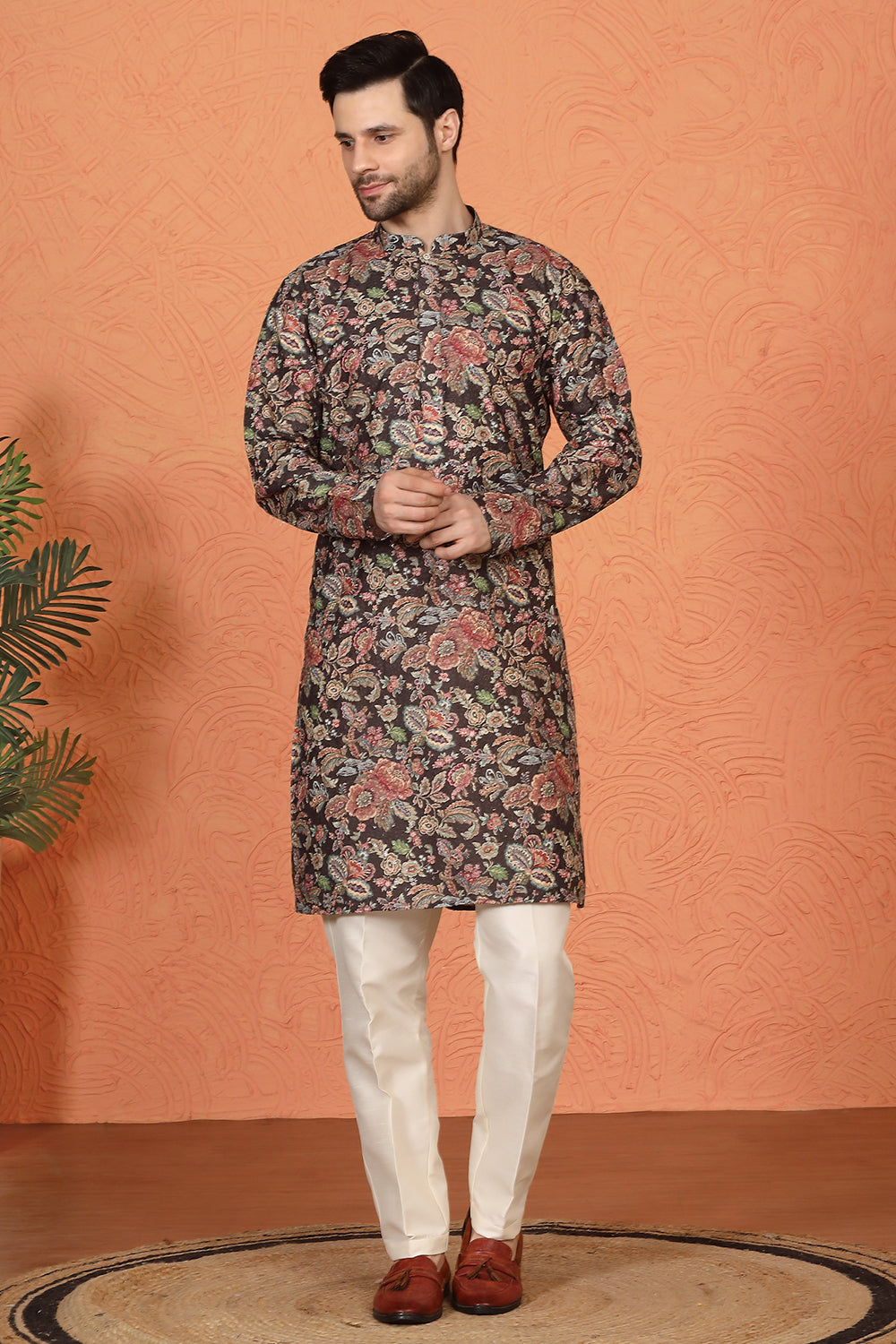 Classic   Floral Tapestry Inspired  Kurta with Back Elastic Pants