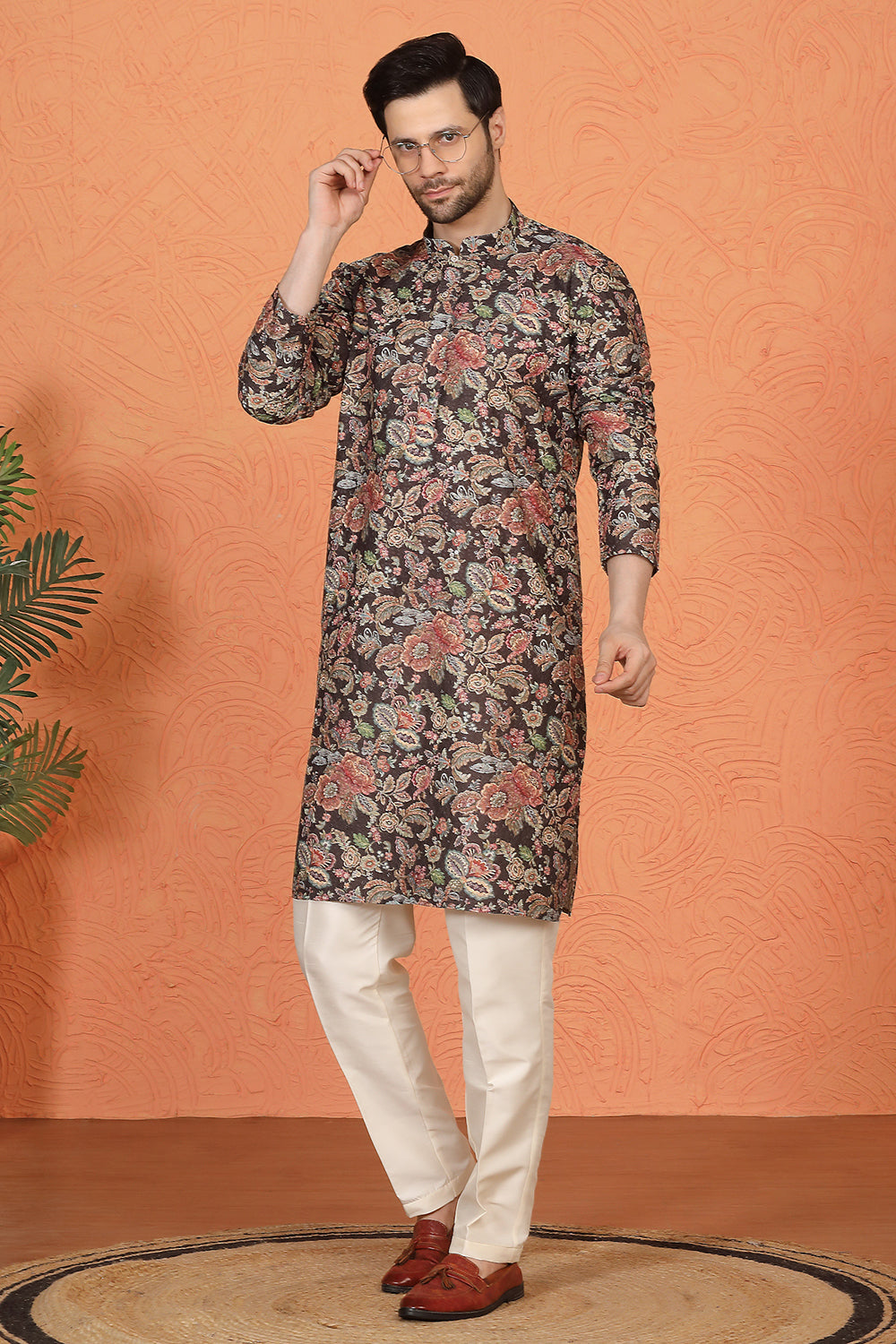 Classic   Floral Tapestry Inspired  Kurta with Back Elastic Pants