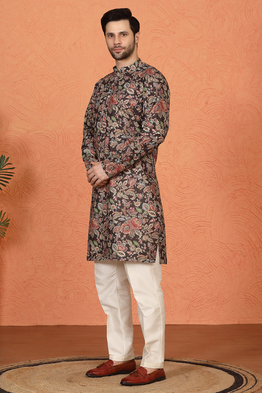 Classic   Floral Tapestry Inspired  Kurta with Back Elastic Pants
