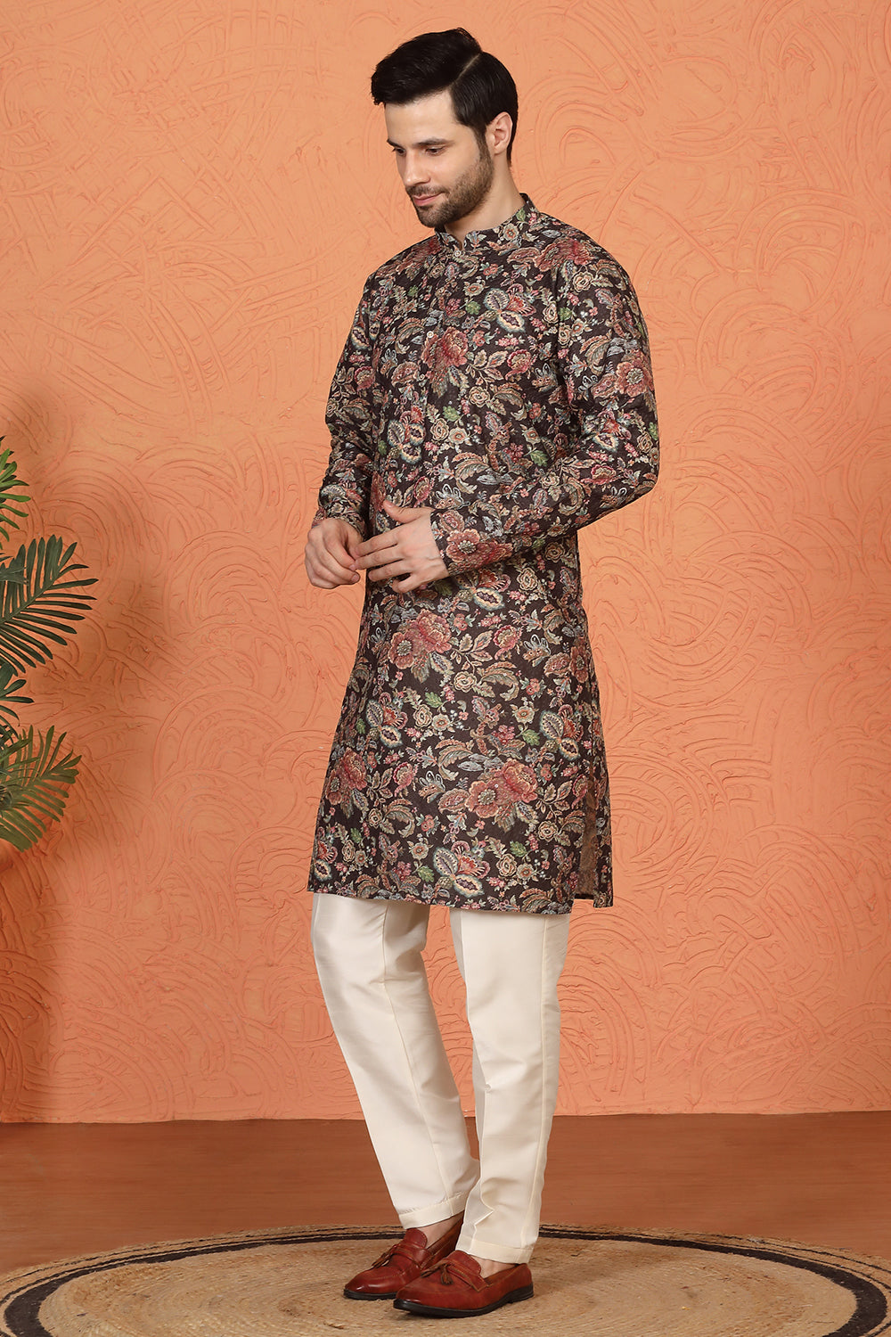 Classic   Floral Tapestry Inspired  Kurta with Back Elastic Pants