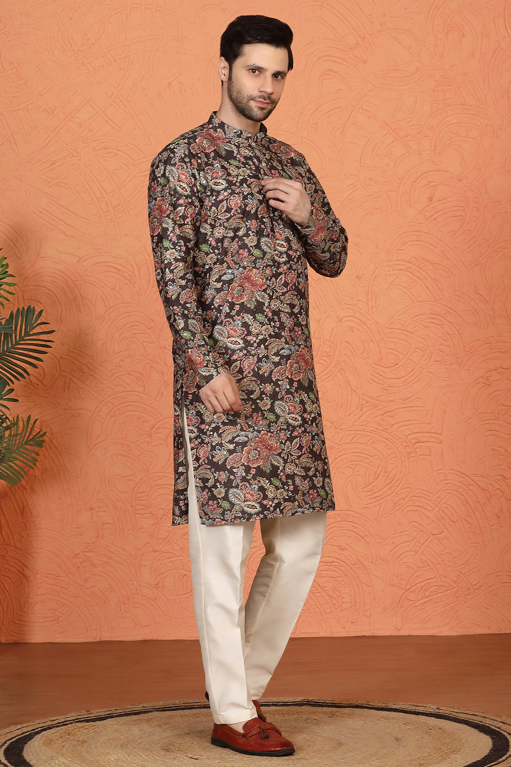 Classic   Floral Tapestry Inspired  Kurta with Back Elastic Pants