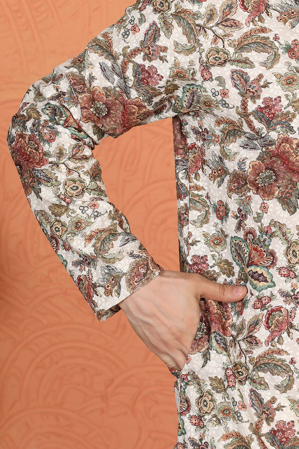 Classic   Floral Tapestry Inspired  Kurta with Back Elastic Pants