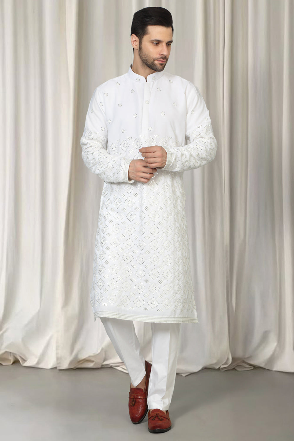 Harsh Mirror  Embroidered Kurta With Back Elastic Pants