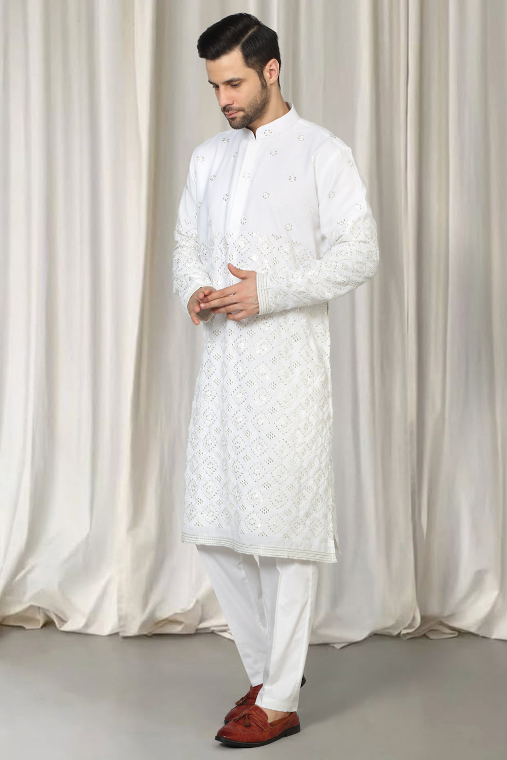 Harsh Mirror  Embroidered Kurta With Back Elastic Pants