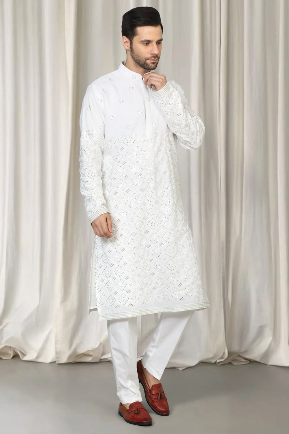 Harsh Mirror  Embroidered Kurta With Back Elastic Pants