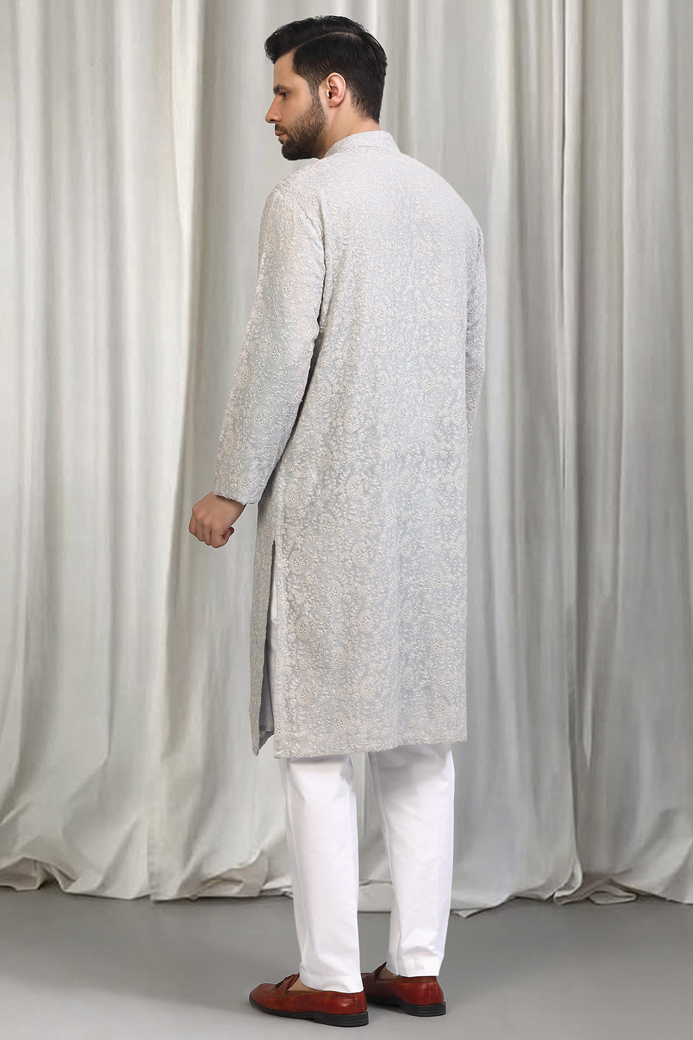 Harshollas All Over  Embroidered Kurta With Back Elastic Pants
