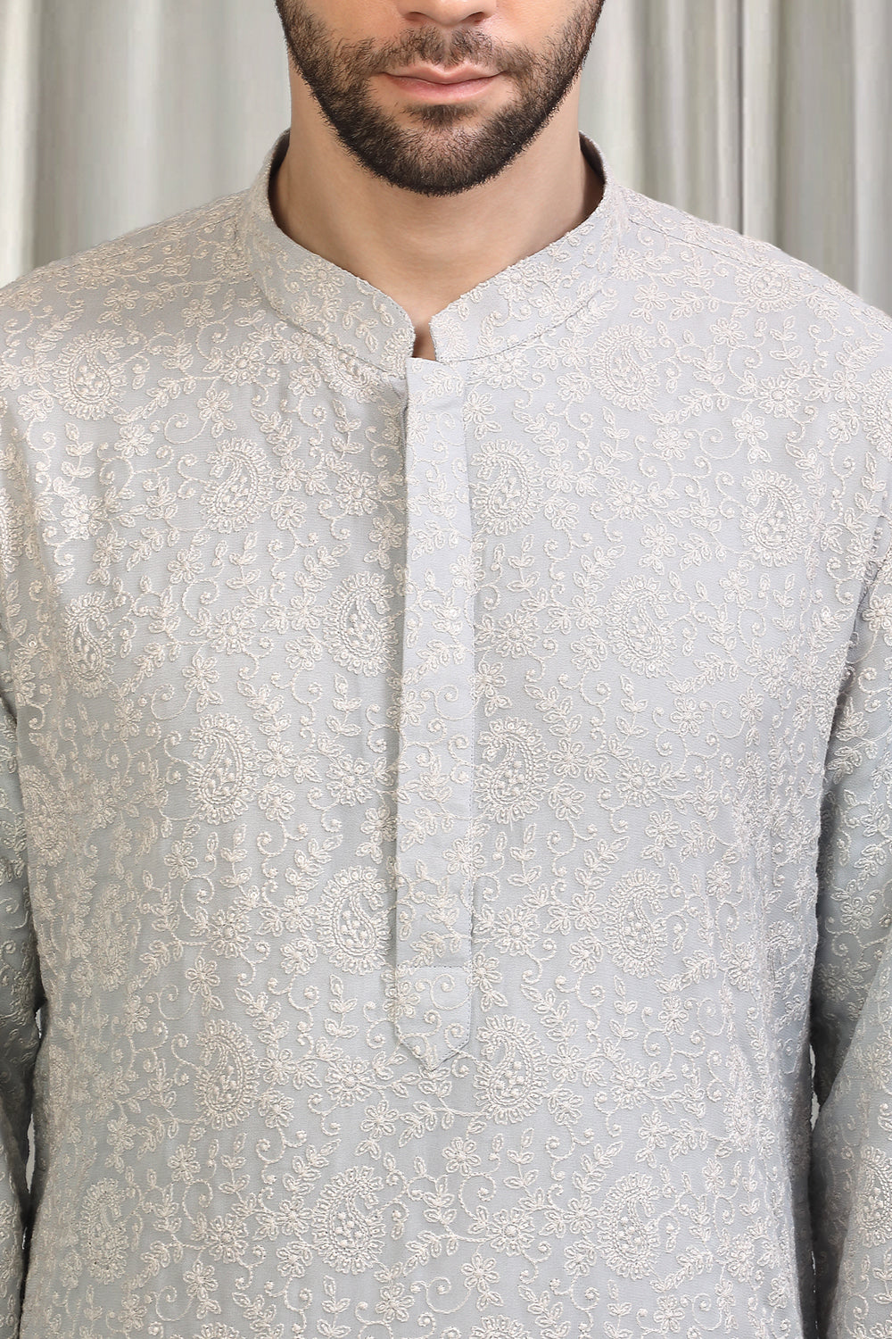 Harshollas All Over  Embroidered Kurta With Back Elastic Pants