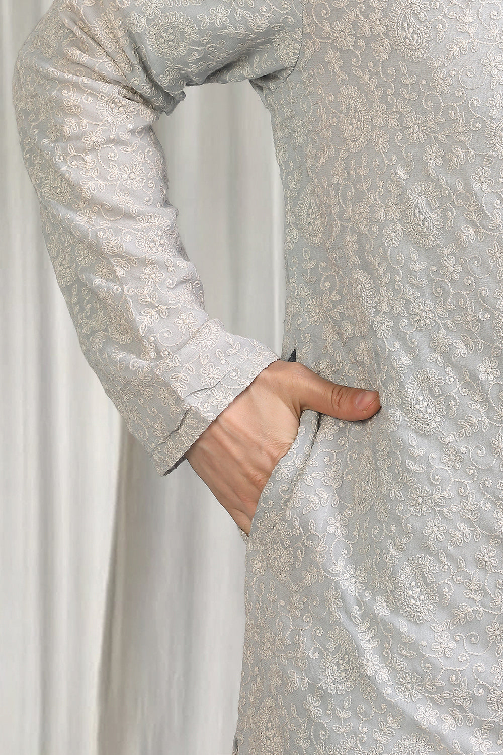 Harshollas All Over  Embroidered Kurta With Back Elastic Pants