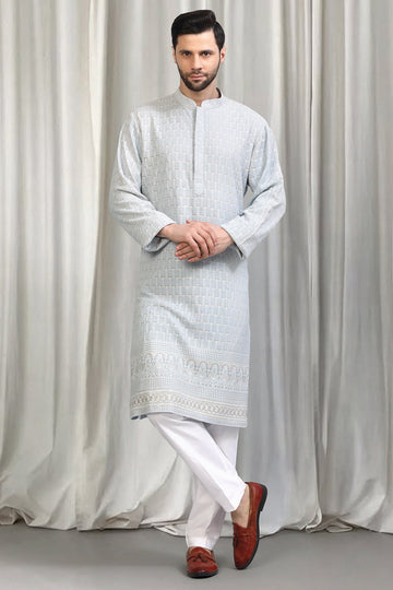 Jalsa All Over  Embroidered Kurta With Back Elastic Pants