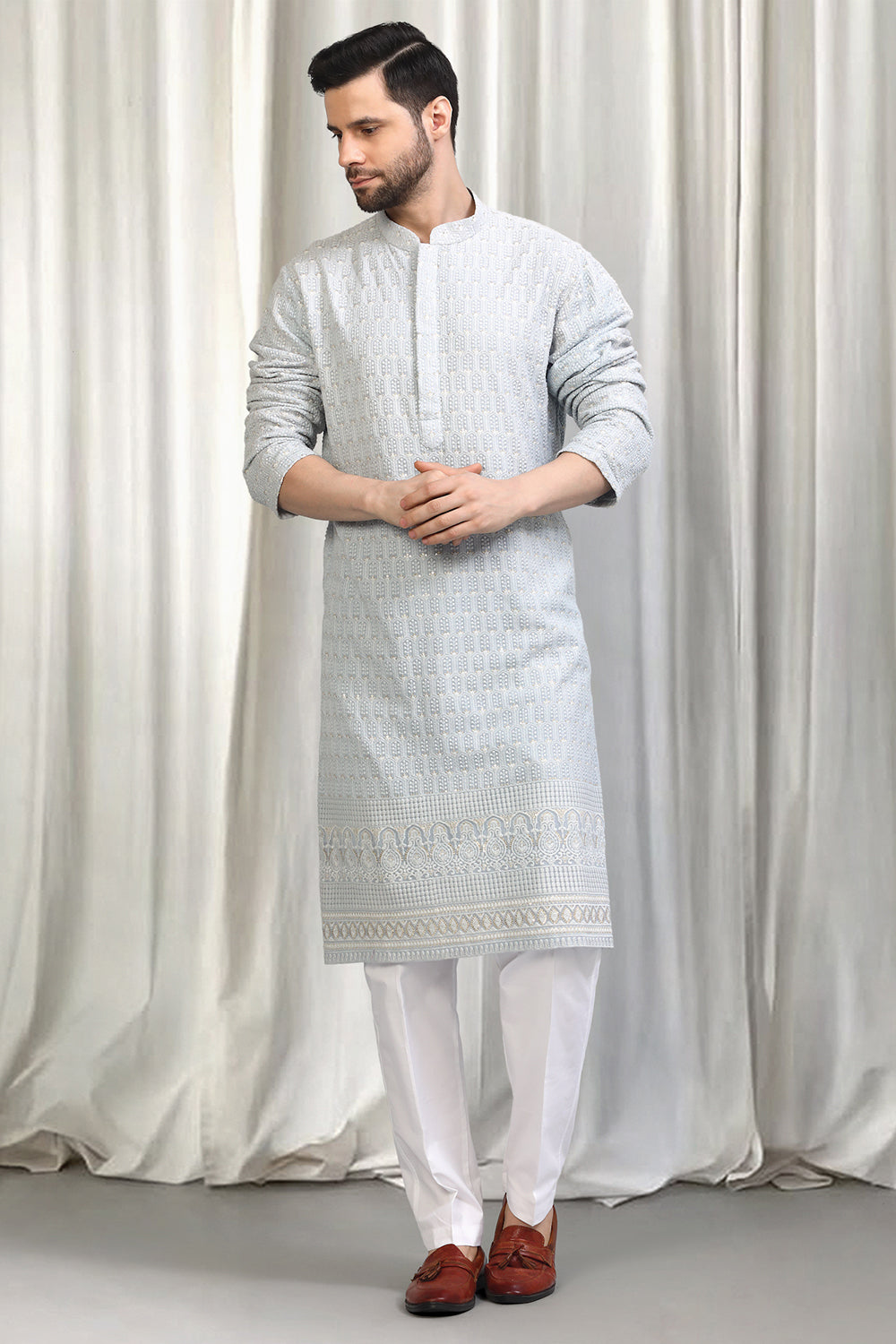Jalsa All Over  Embroidered Kurta With Back Elastic Pants
