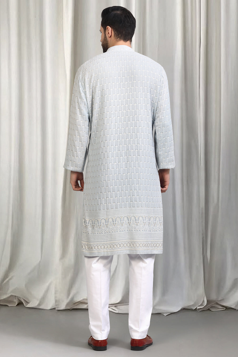 Jalsa All Over  Embroidered Kurta With Back Elastic Pants