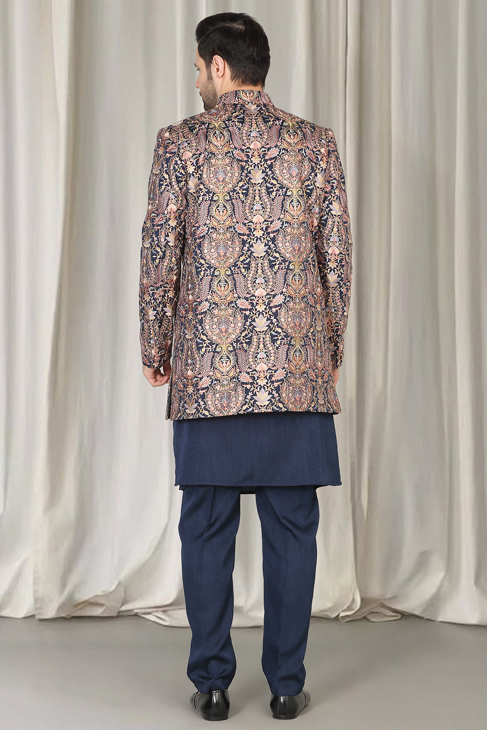 Kashmiriyat Embroidered Long Open Jacket With Kurta And  Pants