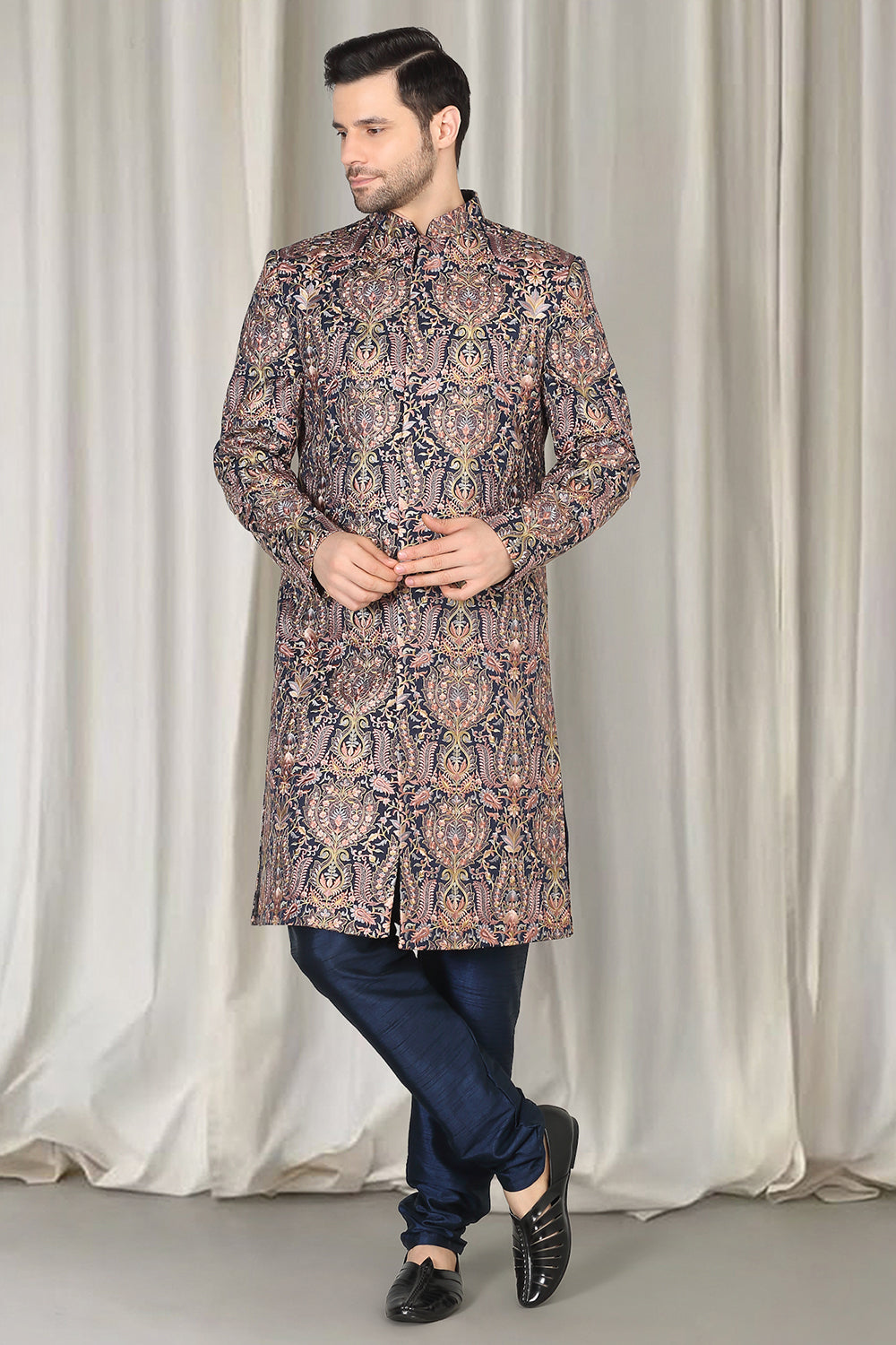 Kashmiriyat Sherwani Set With Kurta , Dupatta And Pants