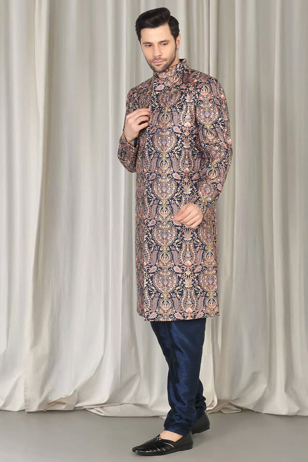 Kashmiriyat Sherwani Set With Kurta , Dupatta And Pants