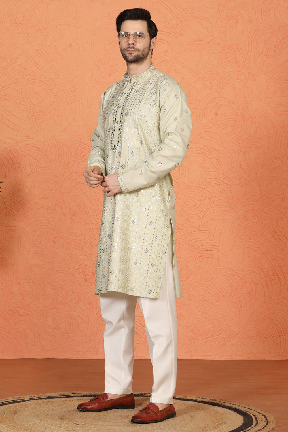 Krish Mirror  Embroidered Kurta with  Back Elastic Pants