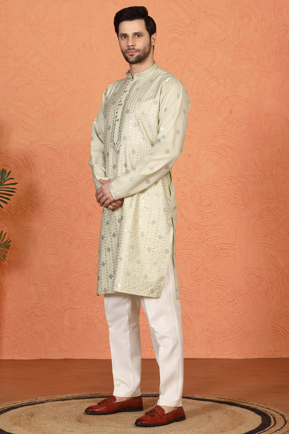 Krish Mirror  Embroidered Kurta with  Back Elastic Pants
