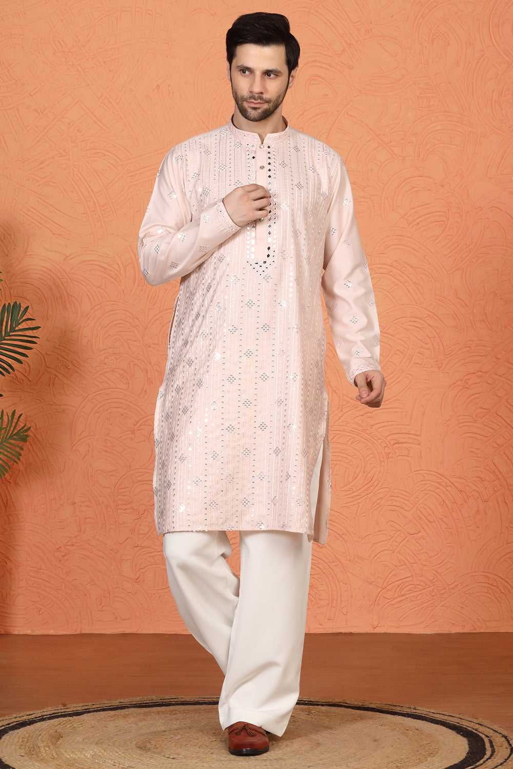 Krish  Mirror  Embroidered Kurta with  Loose Fit Parallel  Pants