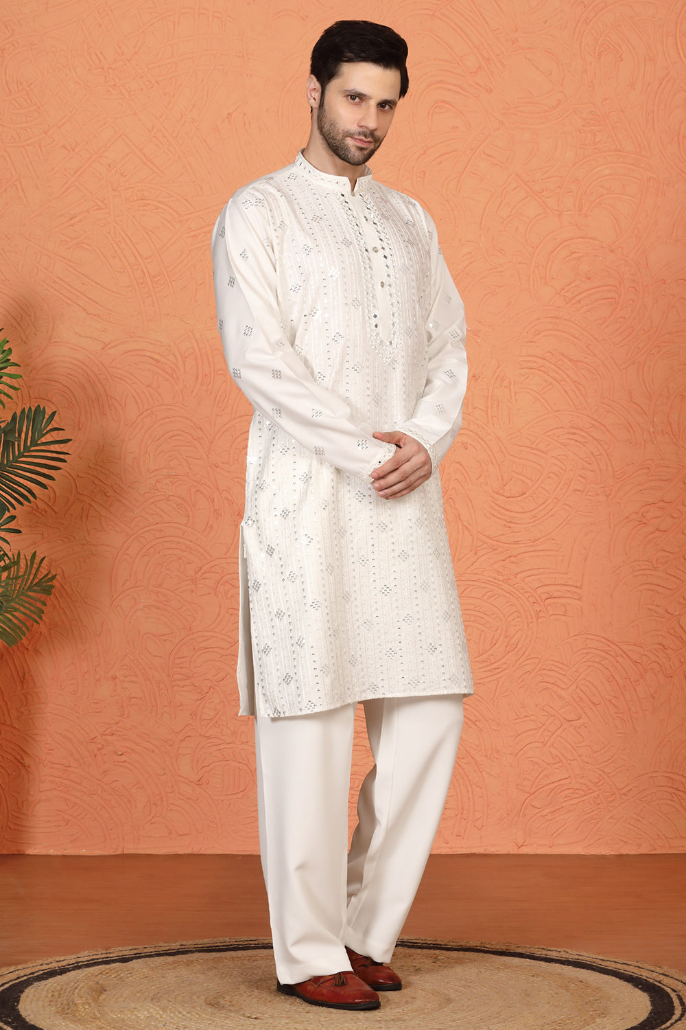 Krish  Mirror  Embroidered Kurta with  Loose Fit Parallel  Pants