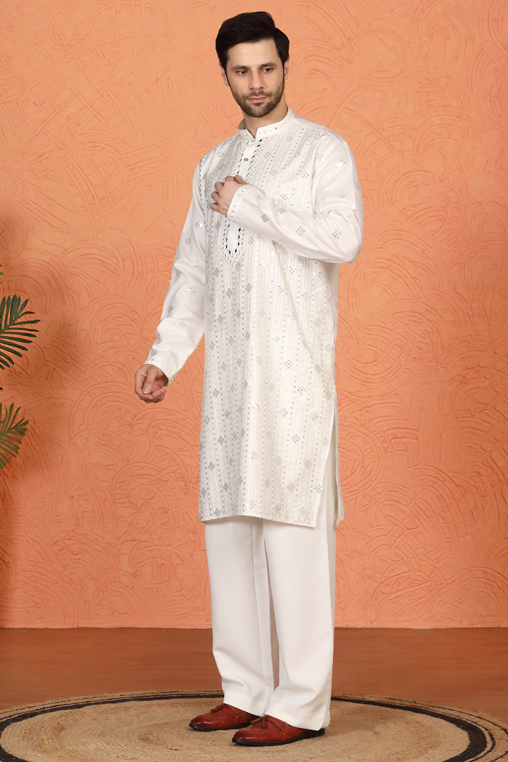 Krish  Mirror  Embroidered Kurta with  Loose Fit Parallel  Pants