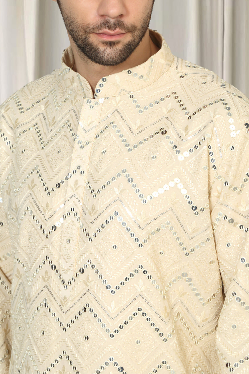 Krishna Mirror Embroidered Kurta With Back Elastic Pants