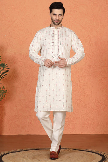Mayuresh Mirror  Embroidered Kurta with  Back Elastic Pants