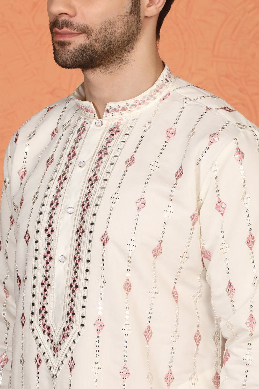 Mayuresh Mirror  Embroidered Kurta with  Back Elastic Pants