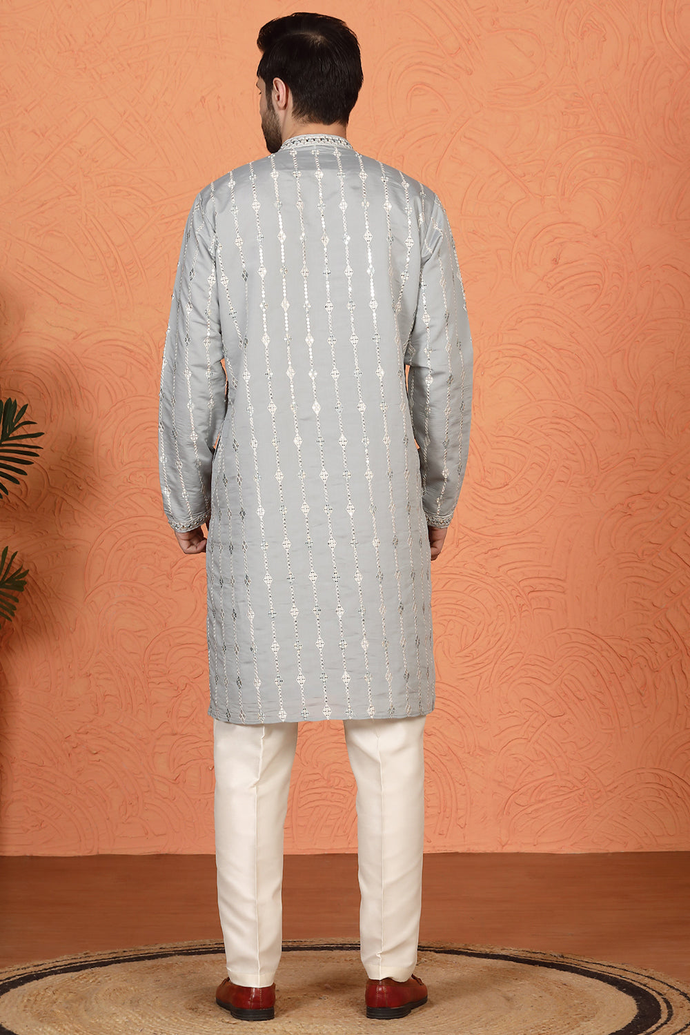 Mayuresh Mirror  Embroidered Kurta with  Back Elastic Pants